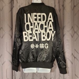 KPop Black Satin I Need A Cha Cha Beat Boy Jacket XL